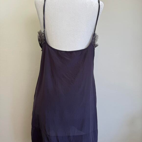Free People S M Charcoal grey 100% silk lace Chemise Slip Dress - Picture 3 of 6